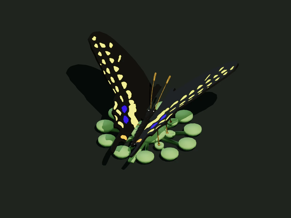 Black Swallowtail — Resting on leaf — digital model preview