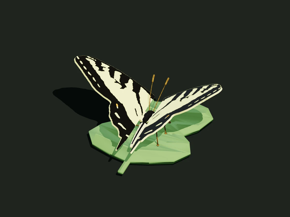 Eastern Tiger Swallowtail — Resting on leaf — digital model preview