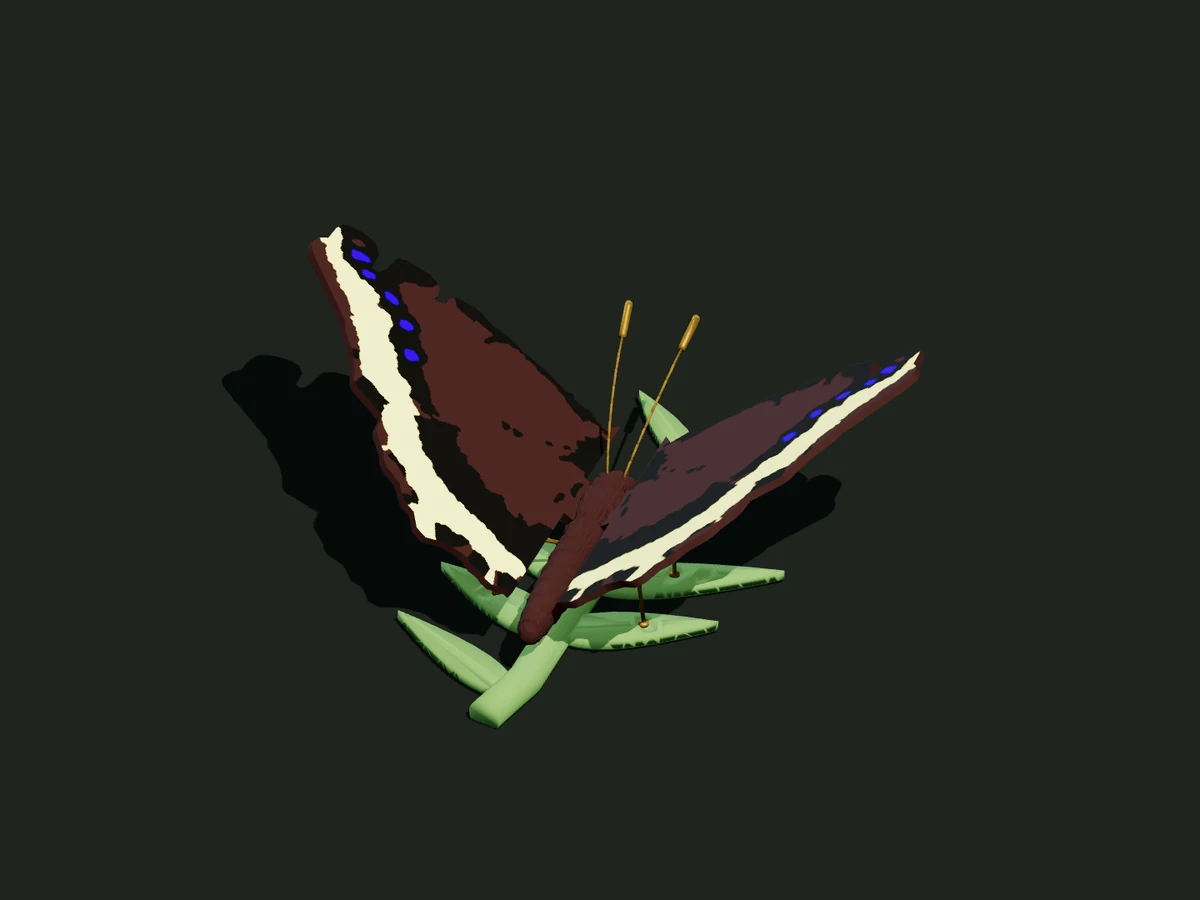 Mourning Cloak — Resting on leaf — digital model preview